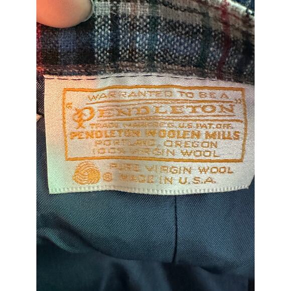 PENDLENTON vintage blue red plaid virgin wool pants size 12 - Picture 3 of 13